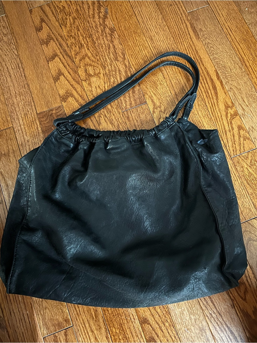 Brooks Brothers Black Leather Shoulder Tote
